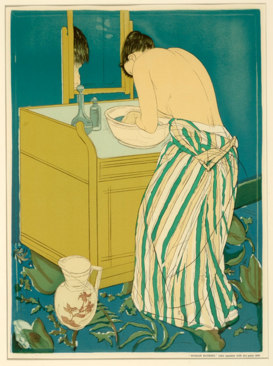 Vrouw in bad (poster) door Mary Cassatt