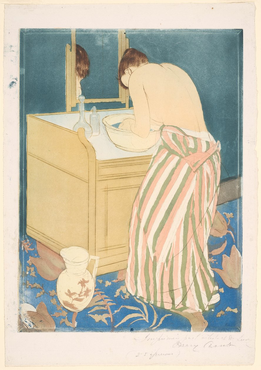 Vrouw in bad door Mary Cassatt