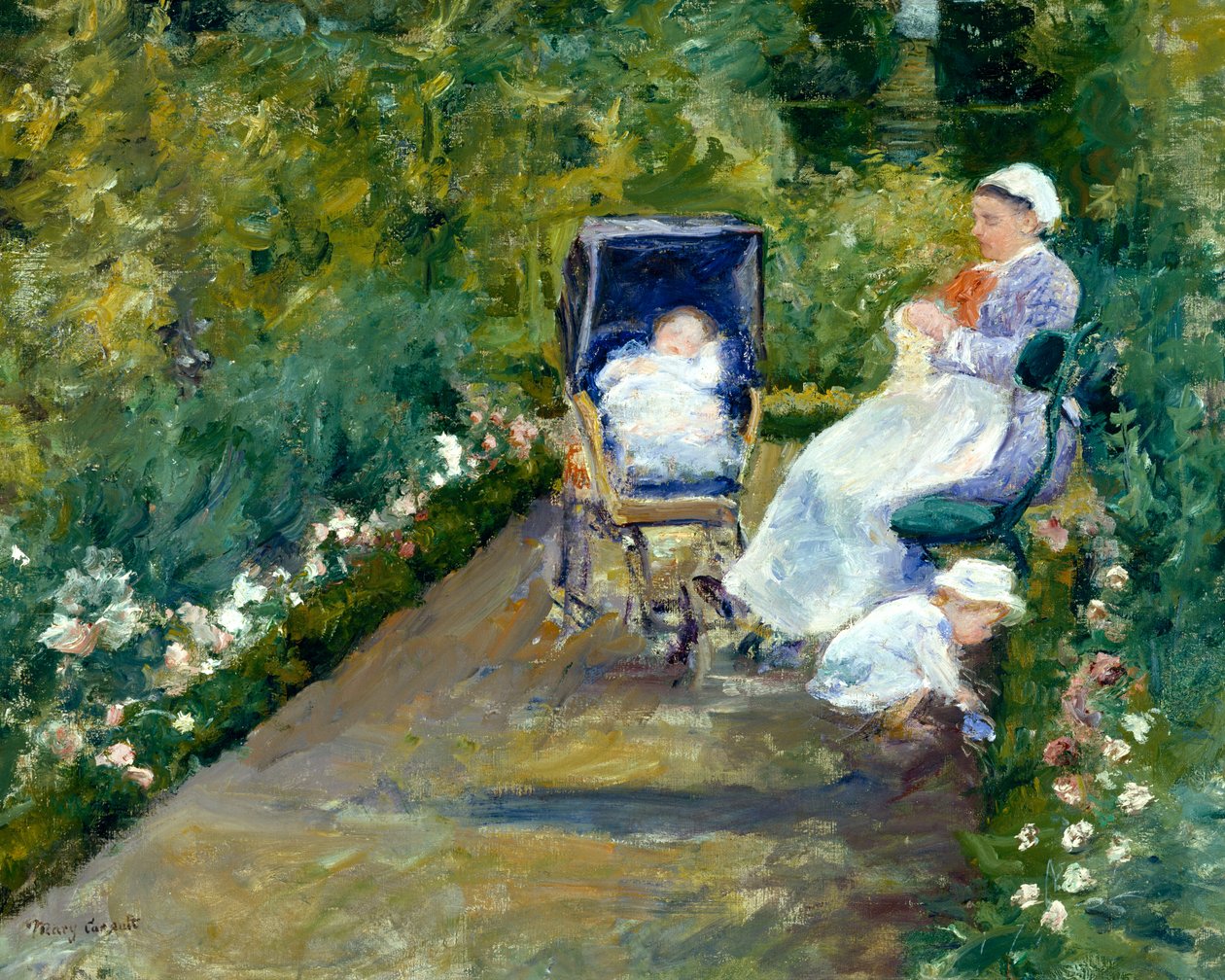 Kinderen in een tuin (de verpleegster) door Mary Stevenson Cassatt