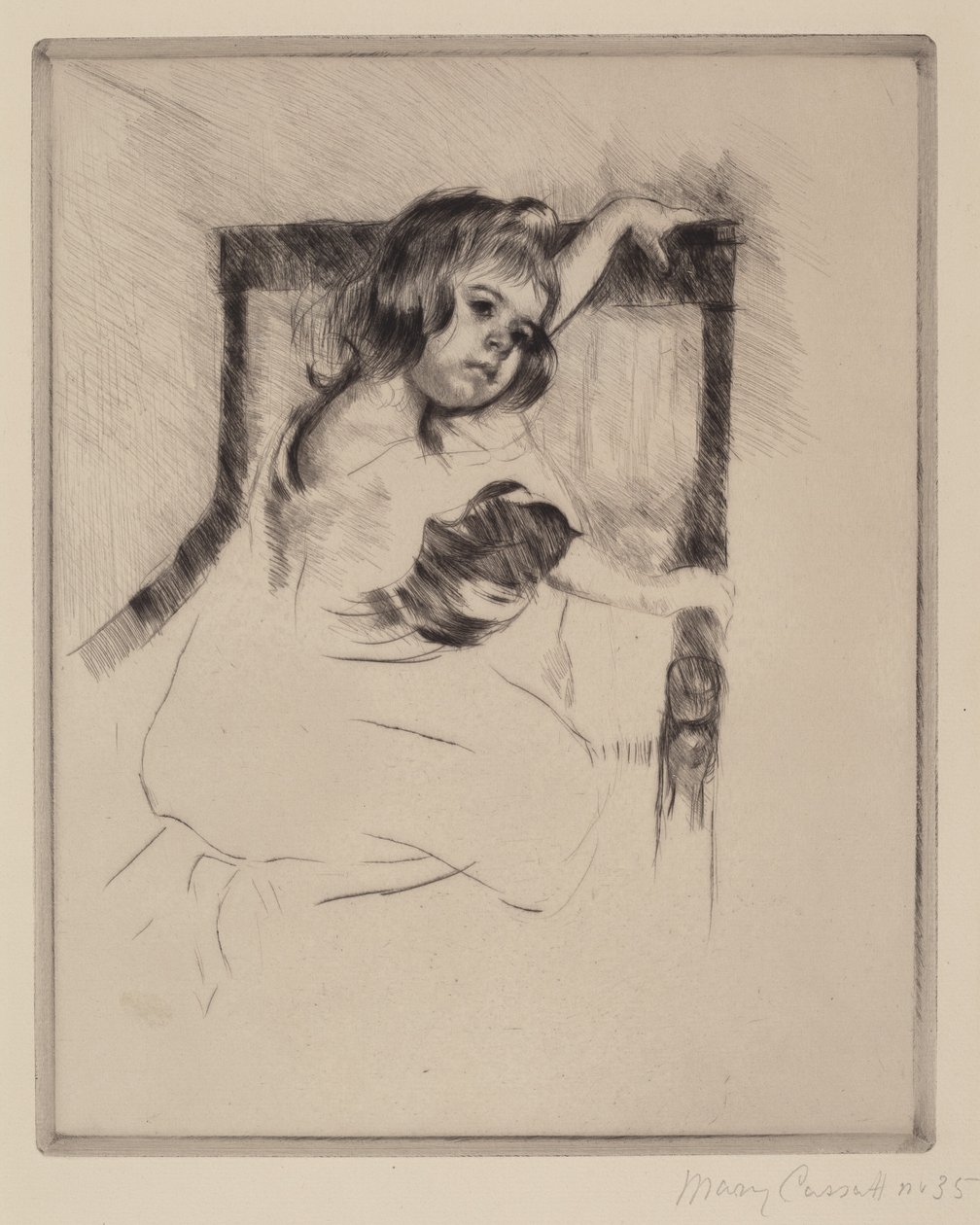 Knielend in een leunstoel (Margot), c.1903 door Mary Stevenson Cassatt
