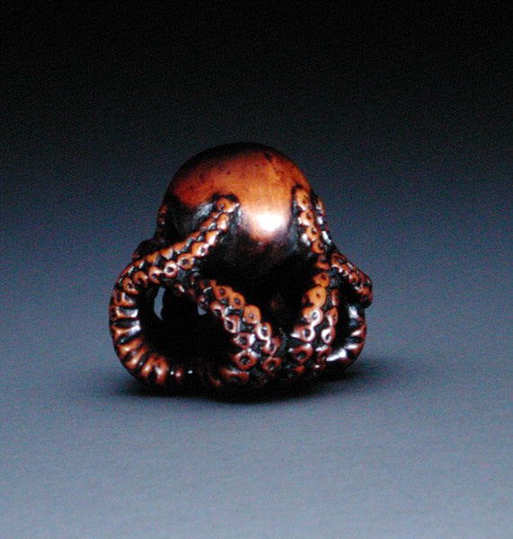 Netsuke die een Octopus Afbeeldt, ca. 1760-70 (hout en ingelegd hoorn) door Masanao