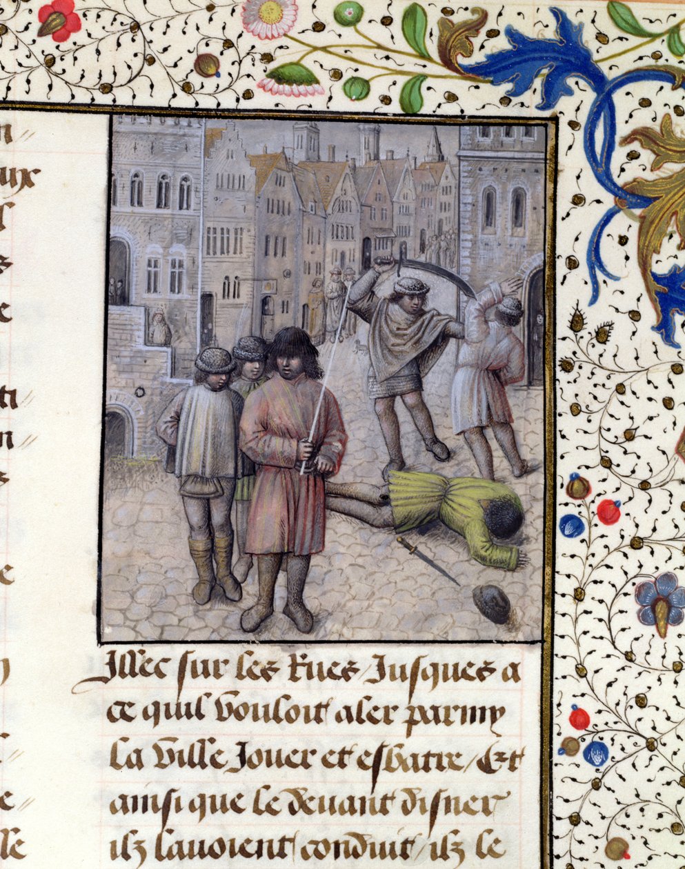 Ms 659 fol.221r Jacob van Artevelde leidt een opstand in Gent tegen de graven van Vlaanderen in 1340, 1477 door Master of Mary of Burgundy