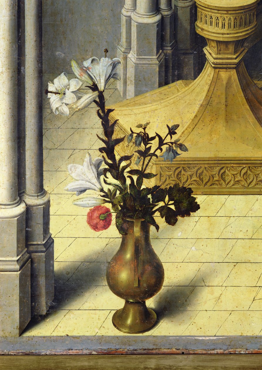 Vaas met bloemen, c.1445 (detail) door Master of the Aix Annunciation