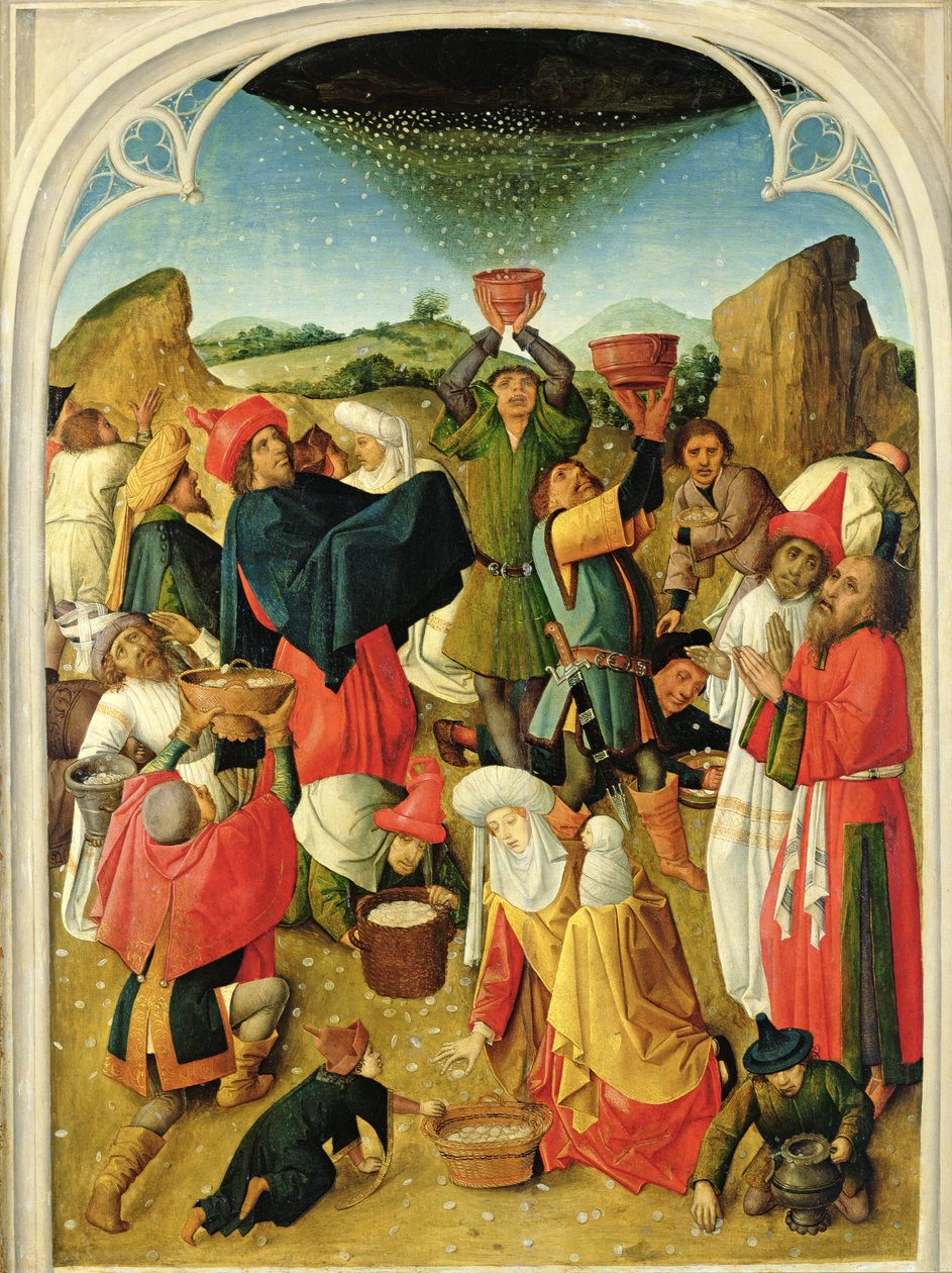 Verzameling van het manna door Master of the Gathering of the Manna