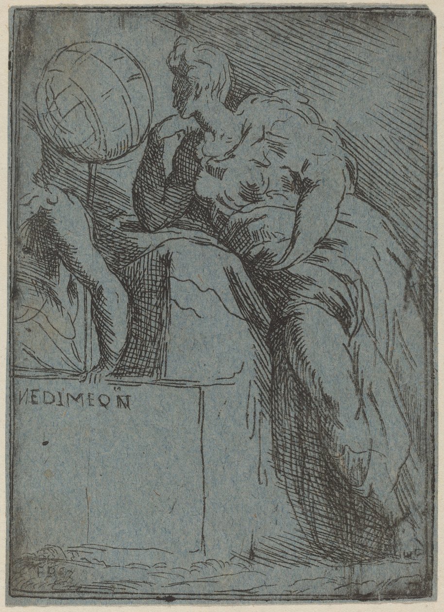 Endymion door Master F.P. after Parmigianino