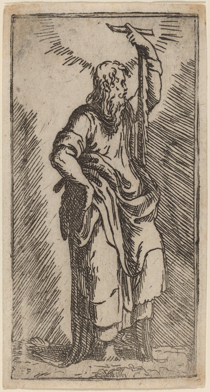 Sint Simon door Master F.P. after Parmigianino
