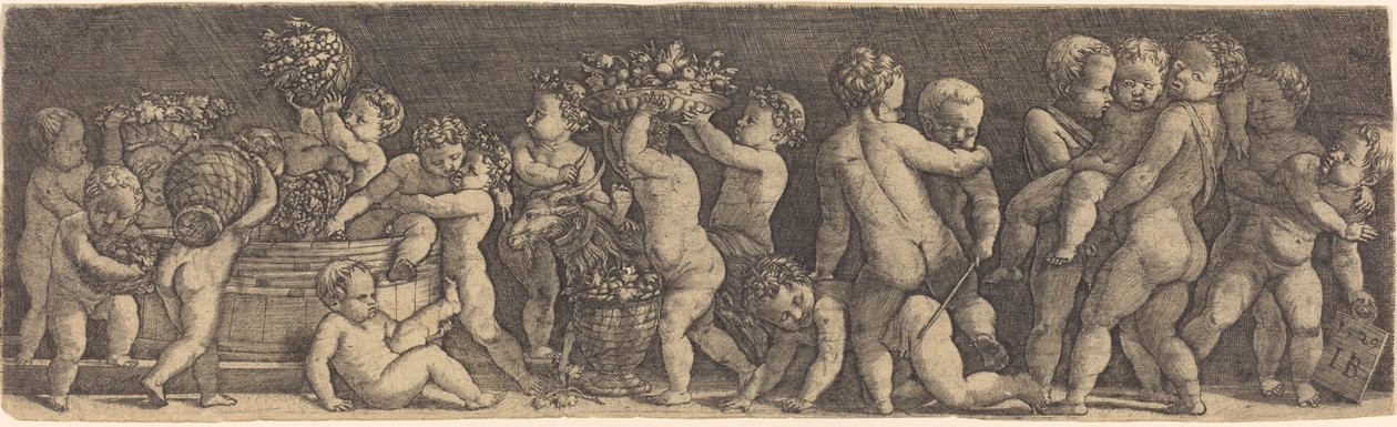 Kinderen die Druiven Oogsten door Master IB after Raphael