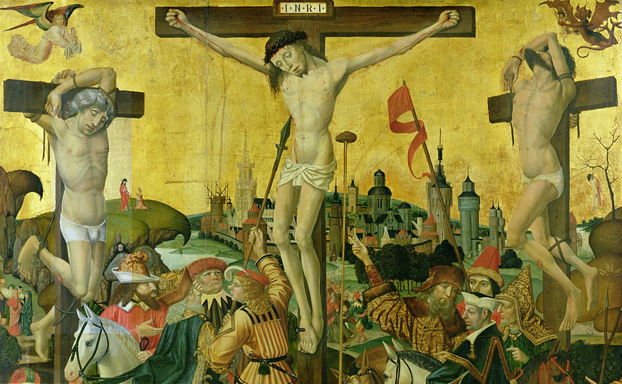 De Kruisiging, ca.1500 (detail) door Master of Hamburg