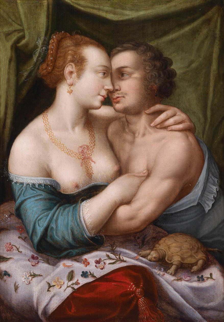 Elegant Liefdeskoppel, ca. 1600 door Master of Prague