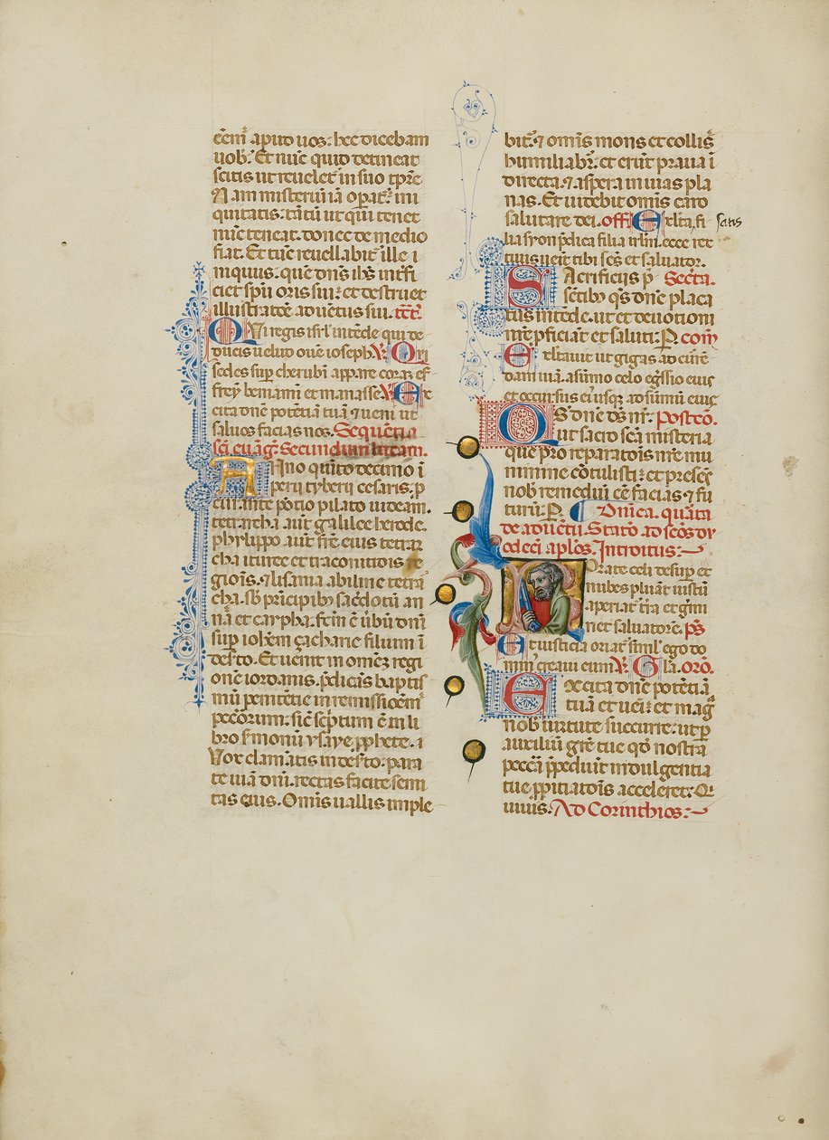 Beginletter R: Sint Pieter door Master of the Brussels Initials