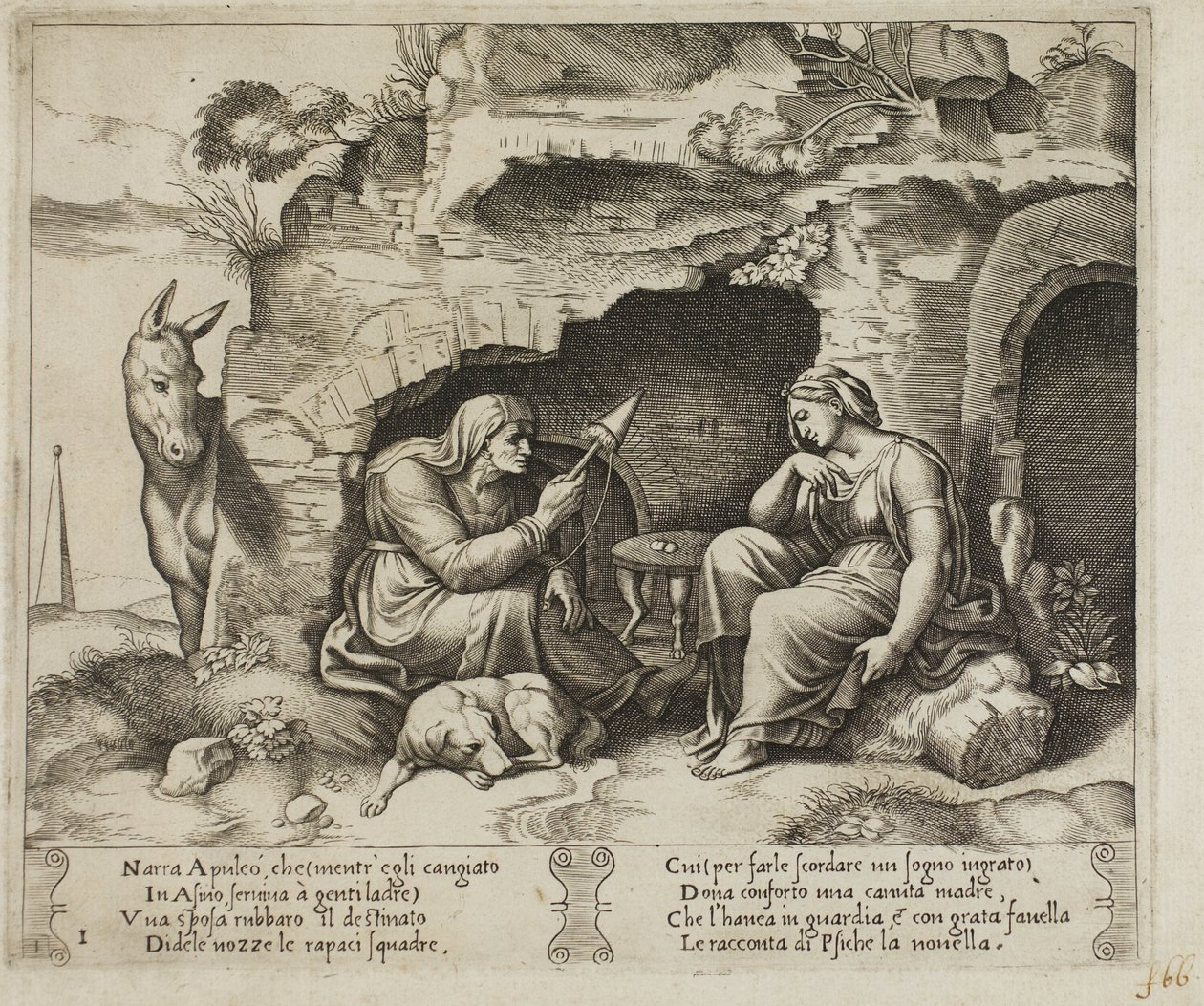 Apuleius verandert in een ezel door Master of the Die