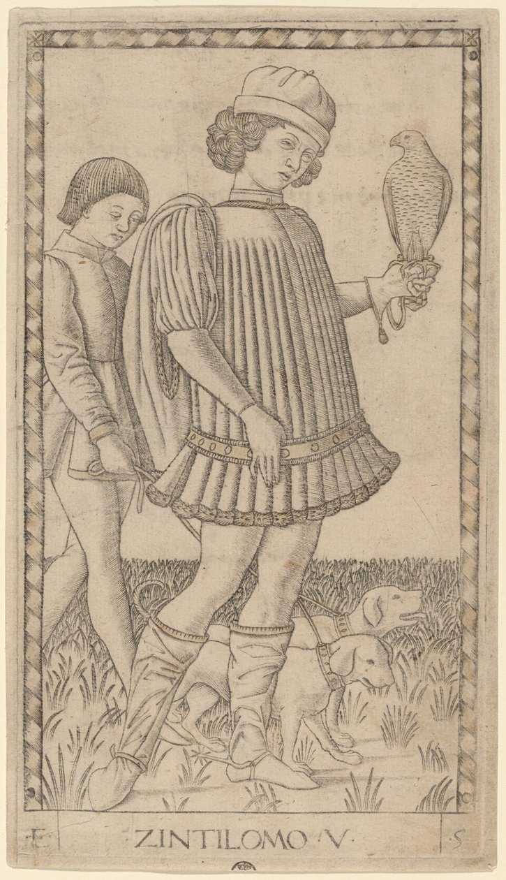 Zintilomo (Heer) door Master of the E Series Tarocchi