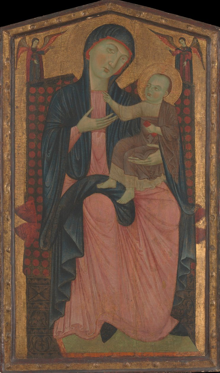 Madonna en kind op de troon door Master of the Magdalen