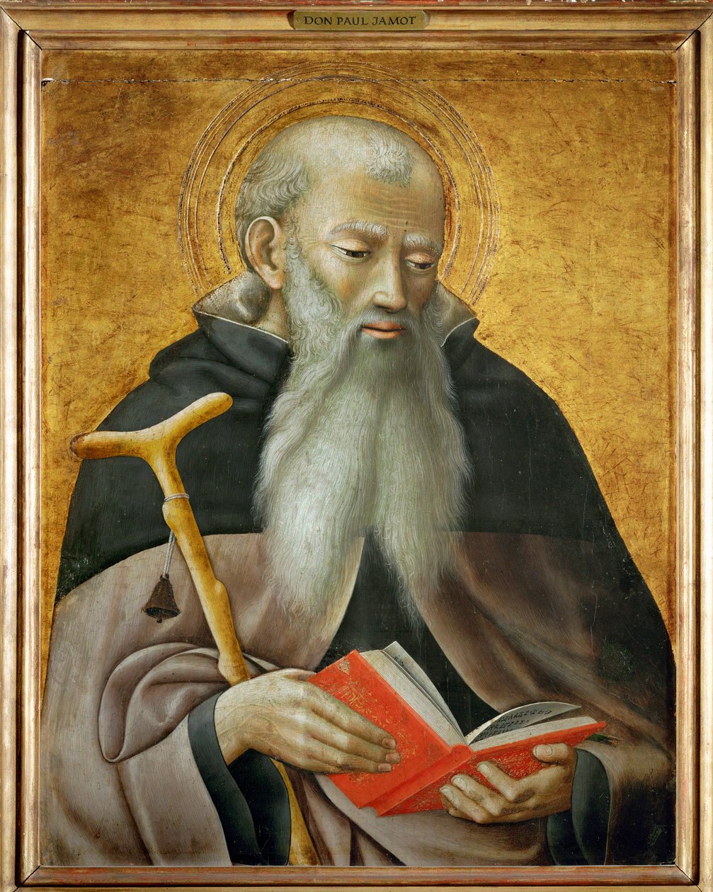 Sint Antonius abt ... door Master of the Osservanza