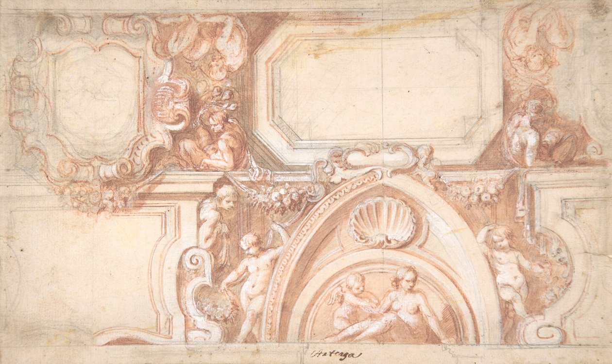 Plafondontwerp, 1633-1703 door Matías Arteaga y Alfaro