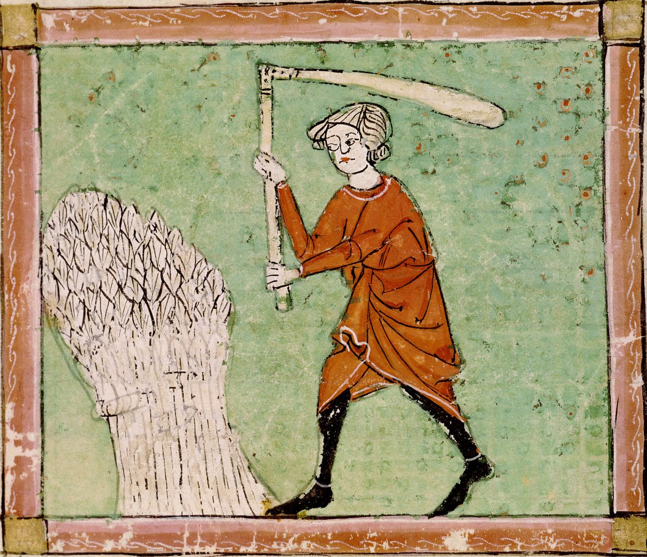 Fol.59r Augustus: Tarwe Dorsen door Matfre Ermengaut