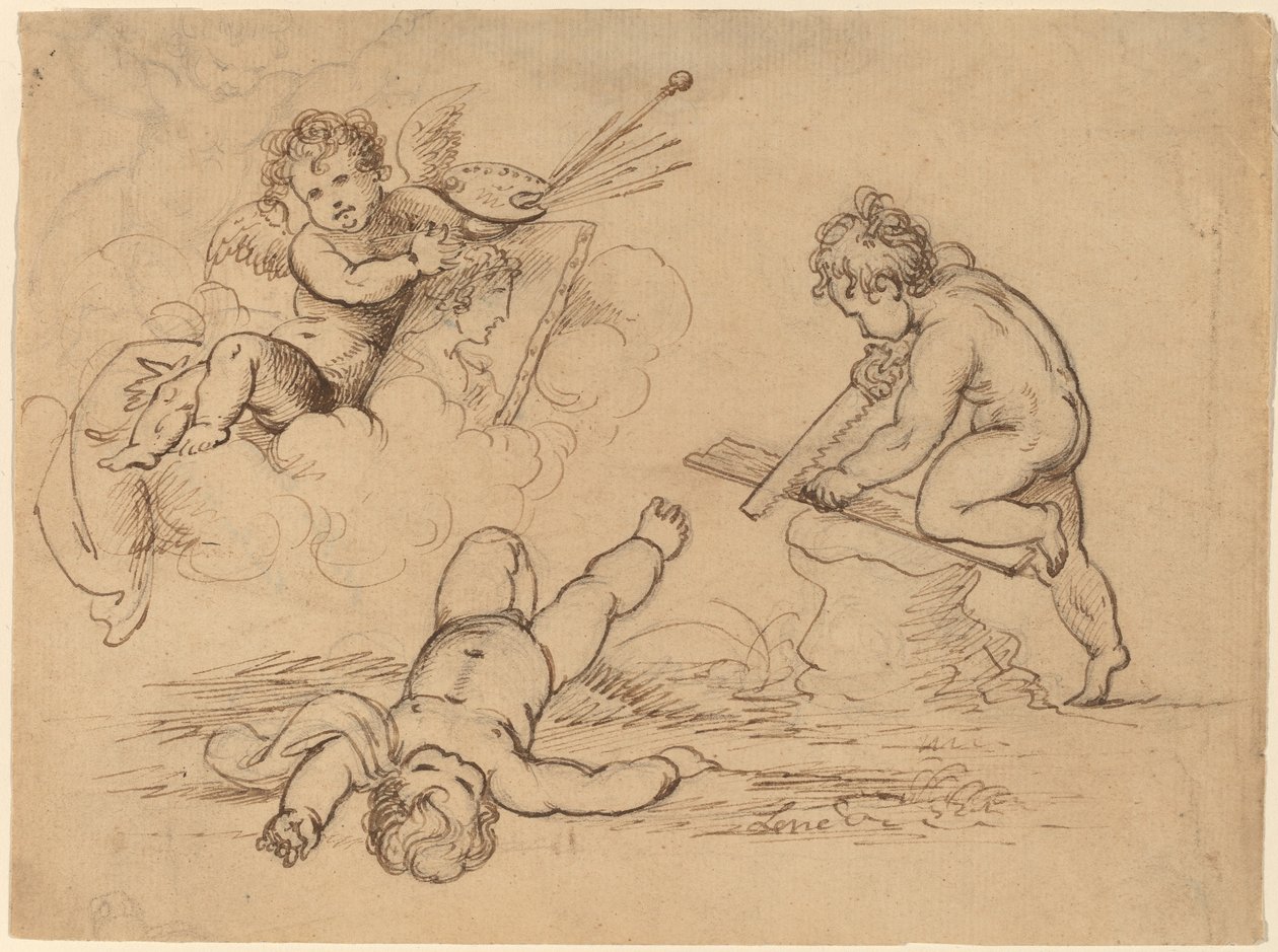 Allegorie: Vier putti door Mather Brown