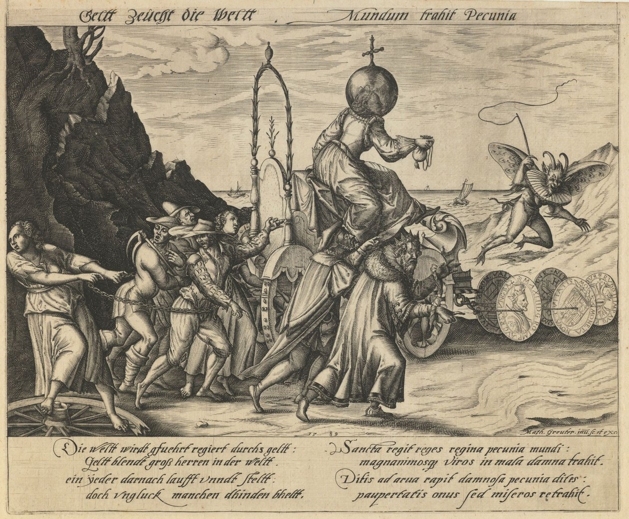 Geld regeert de wereld, 1589 door Mathias Greuter