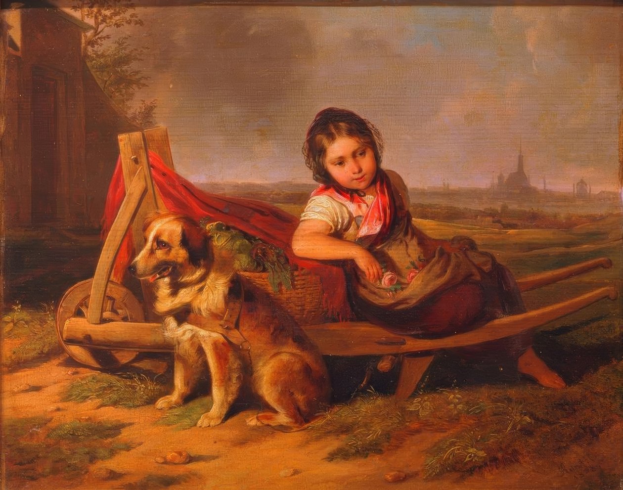 Meisje met hond voor Wenen door Mathias Ranftl
