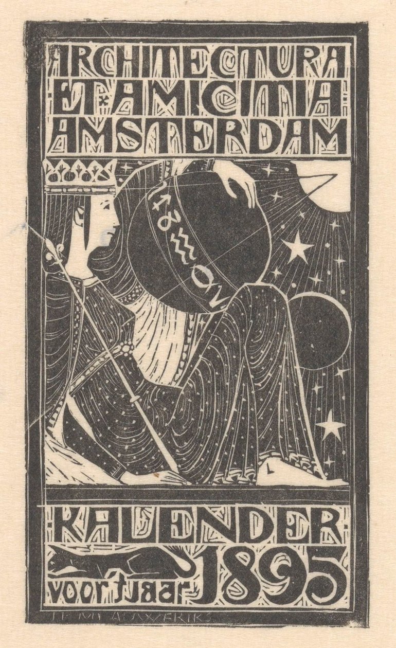 Omslag kalender 1895 door Mathieu Lauweriks