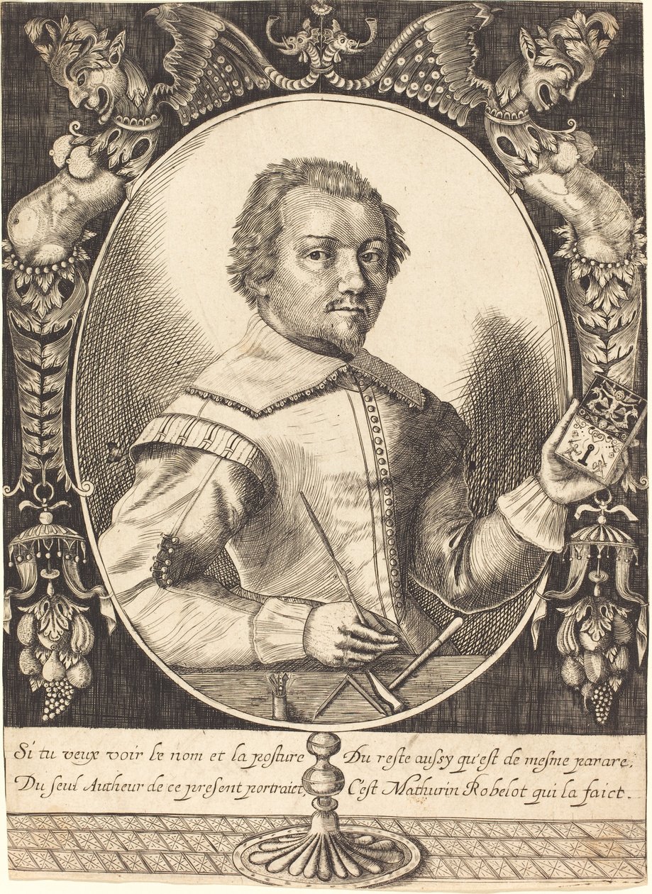 Zelfportret, c.1630 (gravure op papier) door Mathurin Robelot
