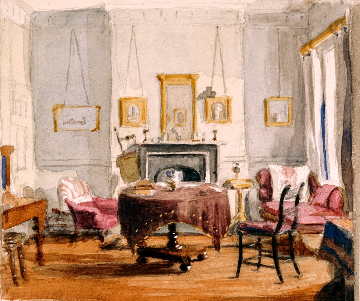 De salon op Seymour Street 59, ca. 1850 door Matilda Sharpe