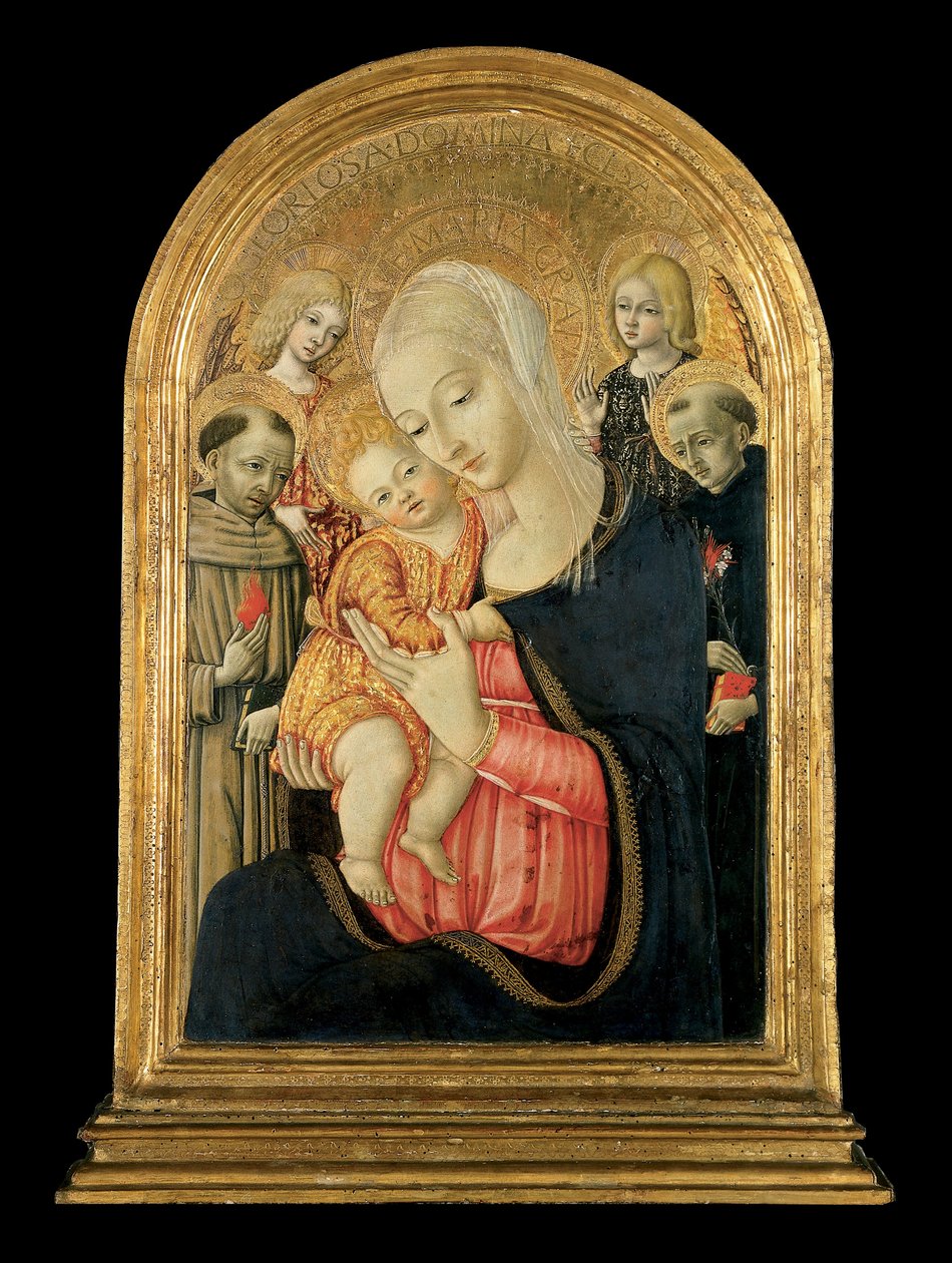 Madonna en Kind met Engelen en Heiligen door Matteo de Giovanni