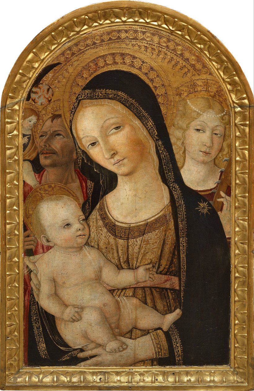 Madonna en Kind met Sint-Catharina en Sint-Christoph door Matteo di Giovanni di Bartolo