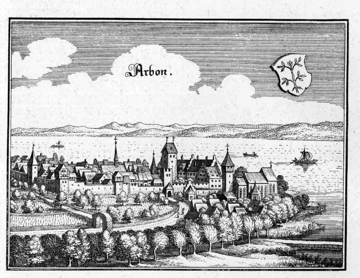 Arbon - uittreksel uit Topographia Sueviae (Schwaben) door Matthaus Merian