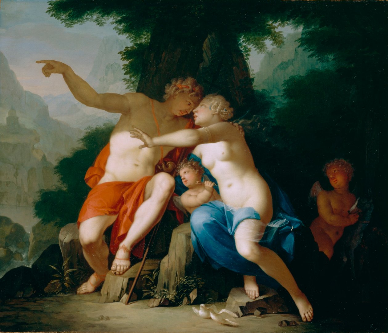 Venus en Adonis door Mattheus Terwesten