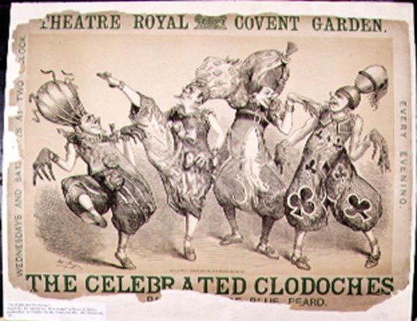 De Beroemde Clodoches, poster voor een pantomime van Blauwbaard geproduceerd door Henry J. Bryon, opgevoerd in het Theatre Royal, Covent Garden, Londen, 1871 door Matthew Somerville Morgan