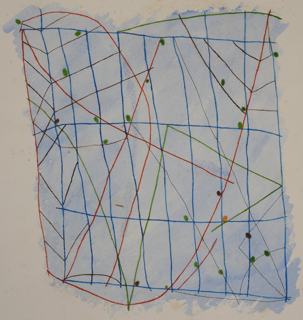 stick chart 2, 2014 (aquarelkrijt) door Matthew Hilton
