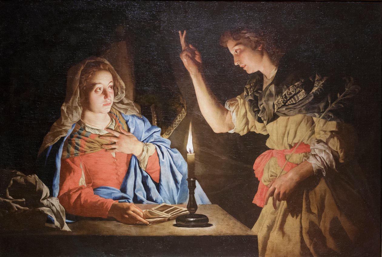 Aankondiging door Matthias (c.1600 p.1650) Stomer