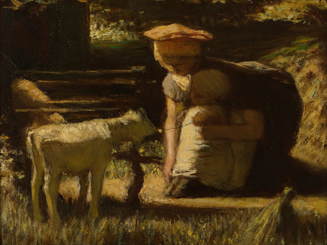 Kennismaken Het kleine geitje, ca. 1865 door Matthijs Maris
