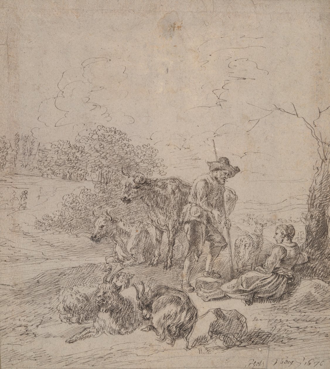 Pastorale scène door Matthys van den Bergh