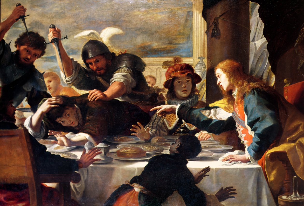 Het Feest van Absalom door Mattia Preti