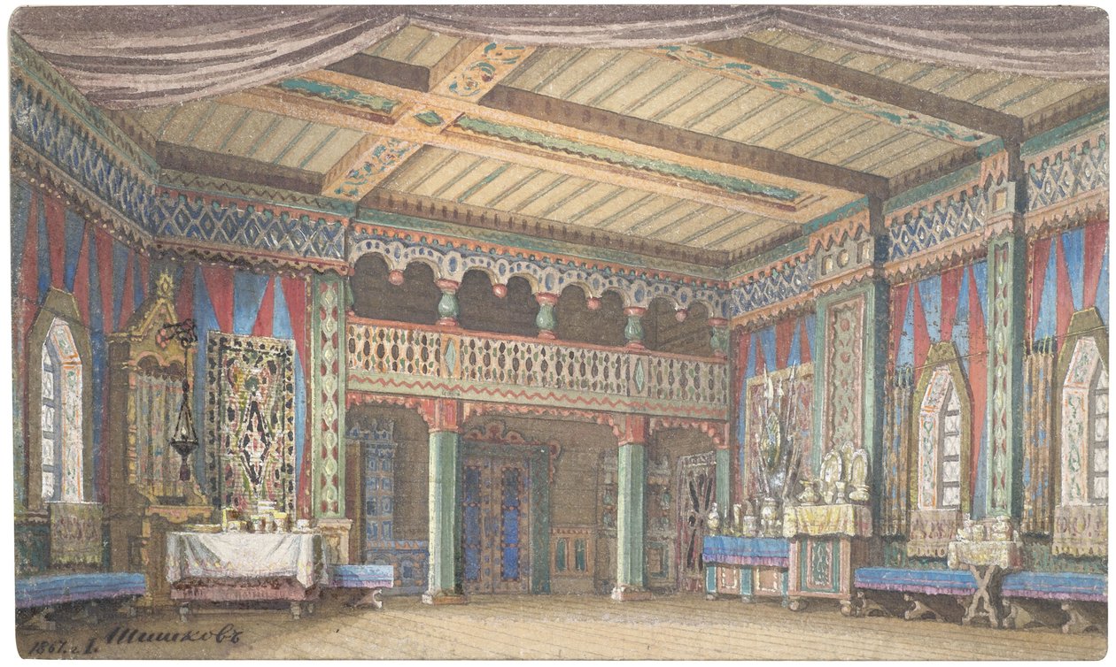 Ontwerp voor een decor door Matwej Andrejewitsch Schischkow
