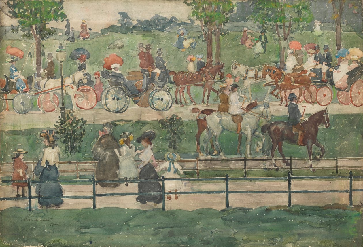 Central Park, 1900 door Maurice Brazil Prendergast
