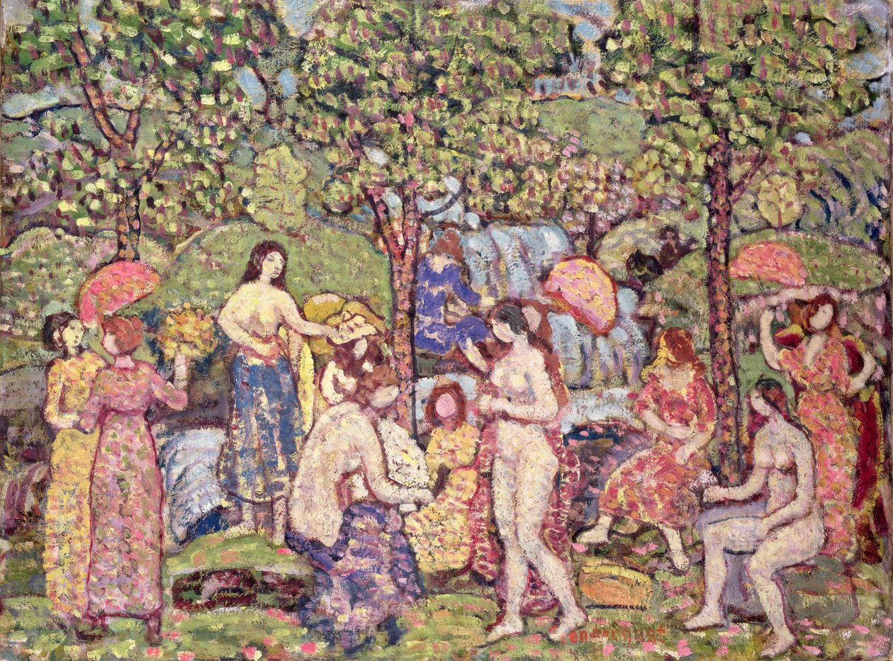 Idylle, naakten in een landschap, 1913-15 door Maurice Brazil Prendergast