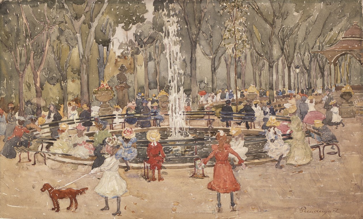 In Central Park, New York door Maurice Brazil Prendergast