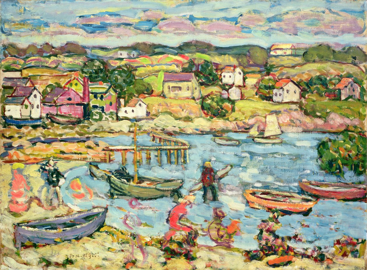 Landschap met Roeiboten 1916-18 door Maurice Brazil Prendergast