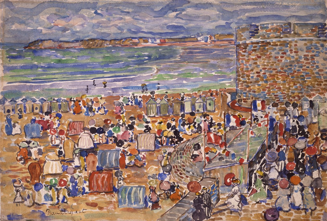 Op het strand, St. Malo, ca. 1907 door Maurice Brazil Prendergast