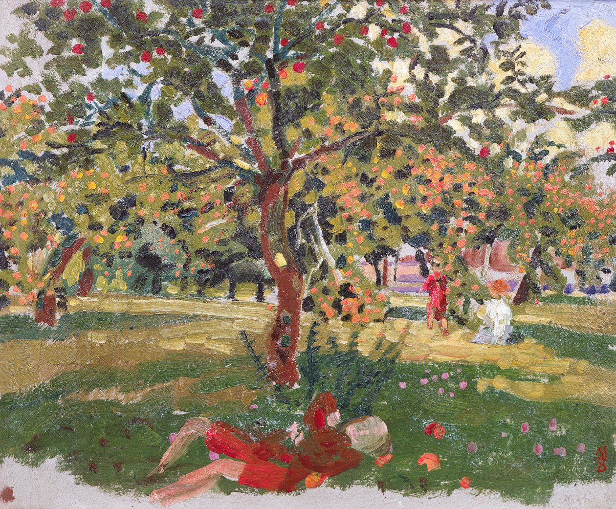 Een slapend kind onder een appelboom, 1903 door Maurice Denis