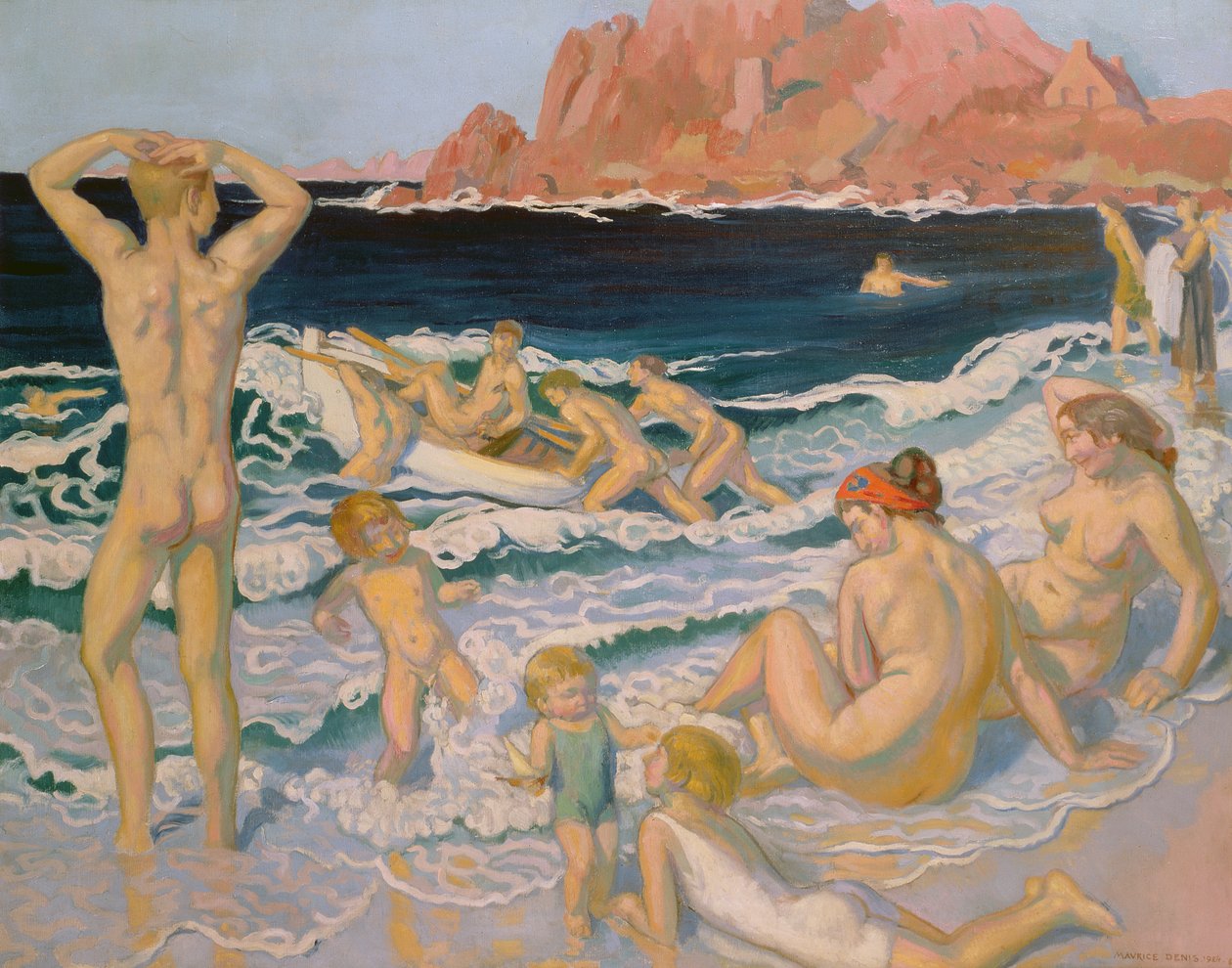 Strandscène met een boot door Maurice Denis