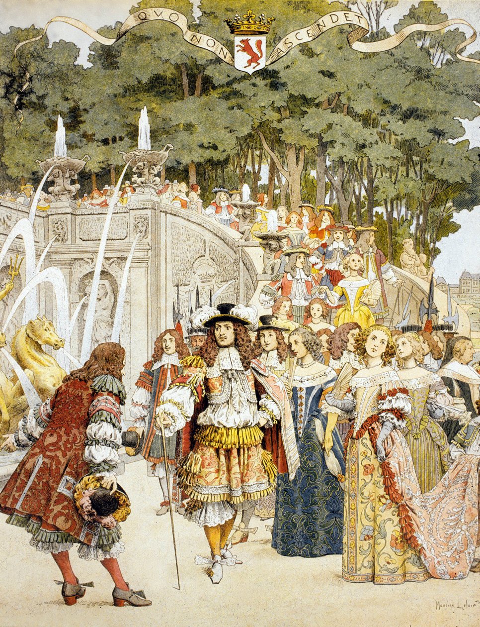 Nicolas Fouquet ontvangt koning Lodewijk XIV in het kasteel van Vaux Le Vicomte, Frankrijk, 17 augustus 1661 door Maurice Leloir