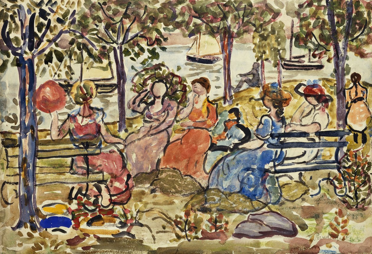 Middag in het park door Maurice Brazil Prendergast