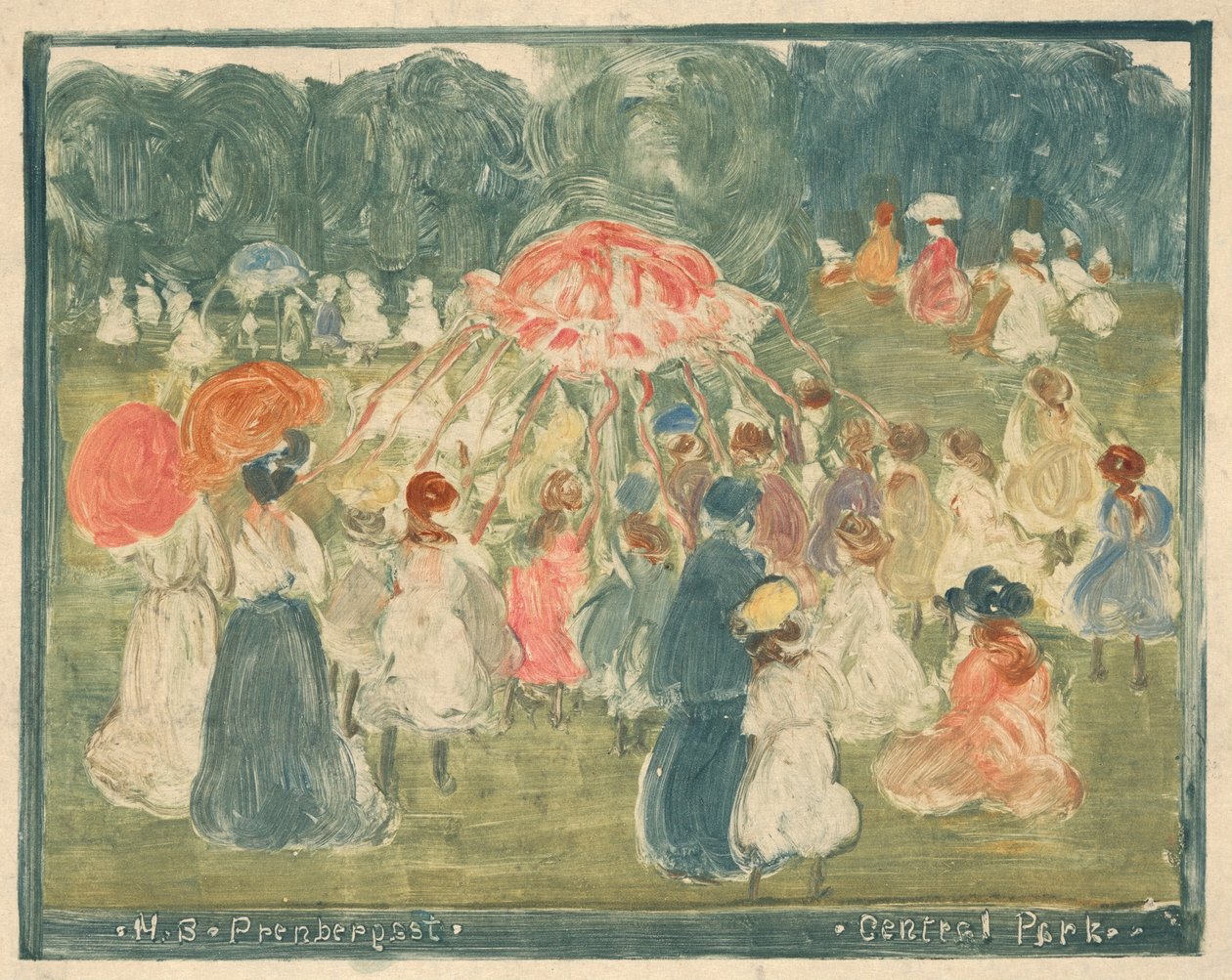 Central Park, ca. 1901 door Maurice Brazil Prendergast