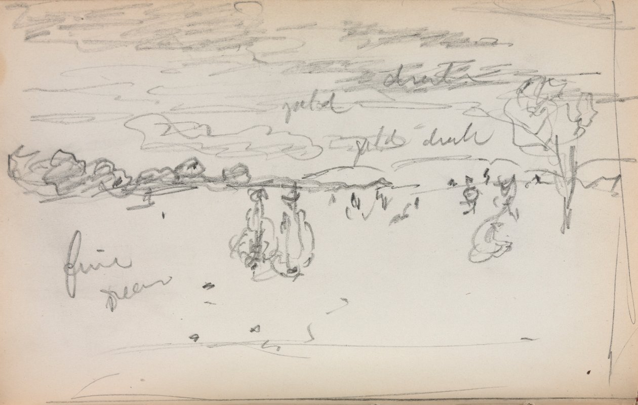 Italiaans schetsboek: Landschap pagina 57, 1898-1899 door Maurice Brazil Prendergast