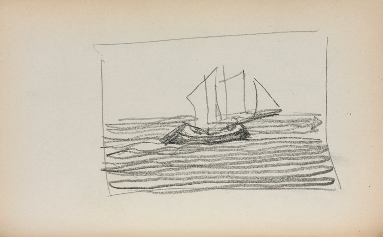 Italiaans schetsboek: Zeilboot pagina 75 door Maurice Brazil Prendergast