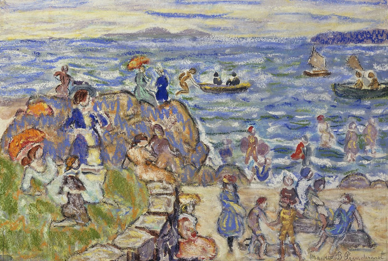 Strandscène in Massachusetts door Maurice Brazil Prendergast